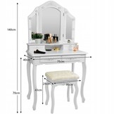 Kaptafel met LED Spiegel, 4 Lades & Kruk - Wit - 35% Korting