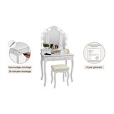 Kaptafel met spiegel en kruk - houten dressoir 3