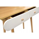 Houten kaptafel met ronde spiegel en lades - 122x80x40 cm