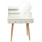 Houten kaptafel wit met spiegel en lades - 122x80x40 cm