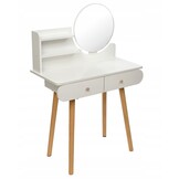 Houten kaptafel wit met spiegel en lades - 122x80x40 cm