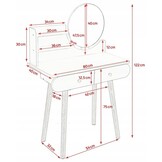 Houten kaptafel wit met spiegel en lades - 122x80x40 cm