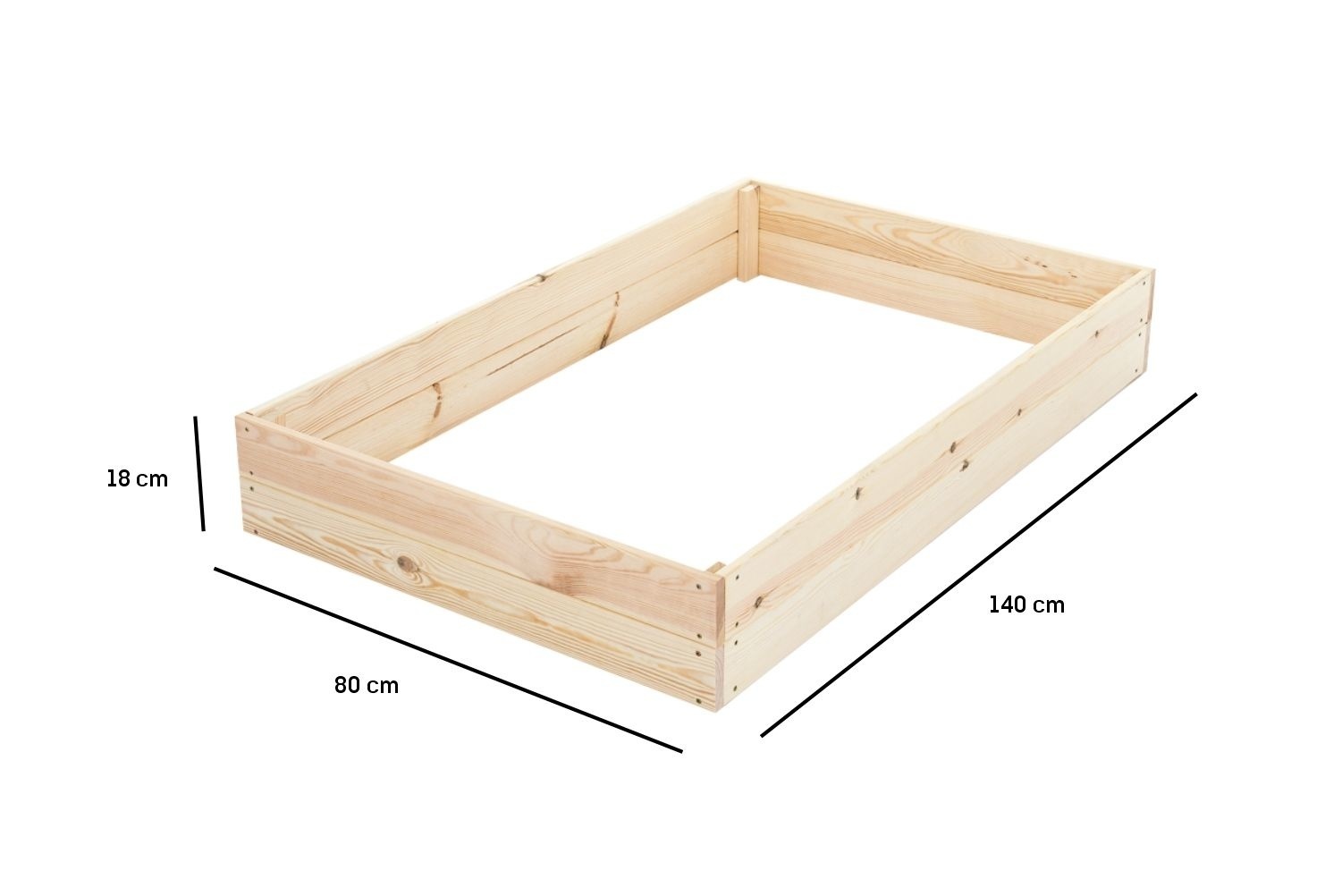 Moestuinbak - kweekbak - 140x80x18 cm - hout - met gronddoek