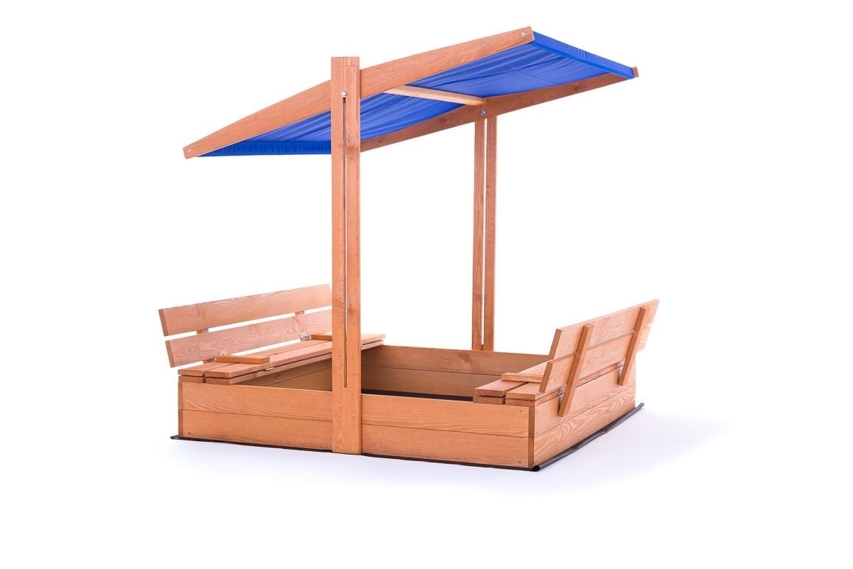 Houten Zandbak 120x120cm met Dak & Bankjes - 55% Korting!