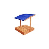 Zandbak - hout - met dak en bankjes - 120x120 cm - blauw