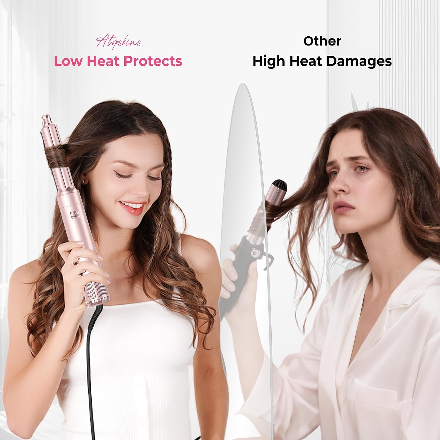 MogaWave Air Styler Pro 6-in-1 Föhnborstel en Krultang - Roze