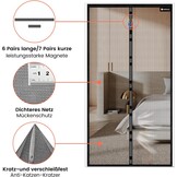 Vlamvertragend vliegengaas, balkondeur, magnetisch, glasvezelmateriaal, 85 x 210 cm, sterkere magneten, vliegengaas, deur, vliegengaas, zonder boren, insectenhor voor balkondeur/terrasdeur, zwart