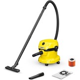 Kärcher nat-/droogzuiger WD 2 Plus V-12/4/18/C, inclusief patroonfilter, vliesfilterzak, 1.000 W, kunststof container: 12 l, zuigslang: 1,8 m, blaasfunctie, vloer- en spleetmondstuk, zwart, geel