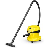Kärcher nat-/droogzuiger WD 2 Plus V-12/4/18/C, inclusief patroonfilter, vliesfilterzak, 1.000 W, kunststof container: 12 l, zuigslang: 1,8 m, blaasfunctie, vloer- en spleetmondstuk, zwart, geel