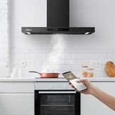 CIARRA CBCB9102-P A+++ Afzuigkap 90cm Recirculatielucht Afzuigkap 650m³/h Wi-Fi App Touch-bediening 4 niveaus Incl. booster Zwart - Maat 90cm
