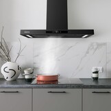 CIARRA CBCB9102-P A+++ Afzuigkap 90cm Recirculatielucht Afzuigkap 650m³/h Wi-Fi App Touch-bediening 4 niveaus Incl. booster Zwart - Maat 90cm