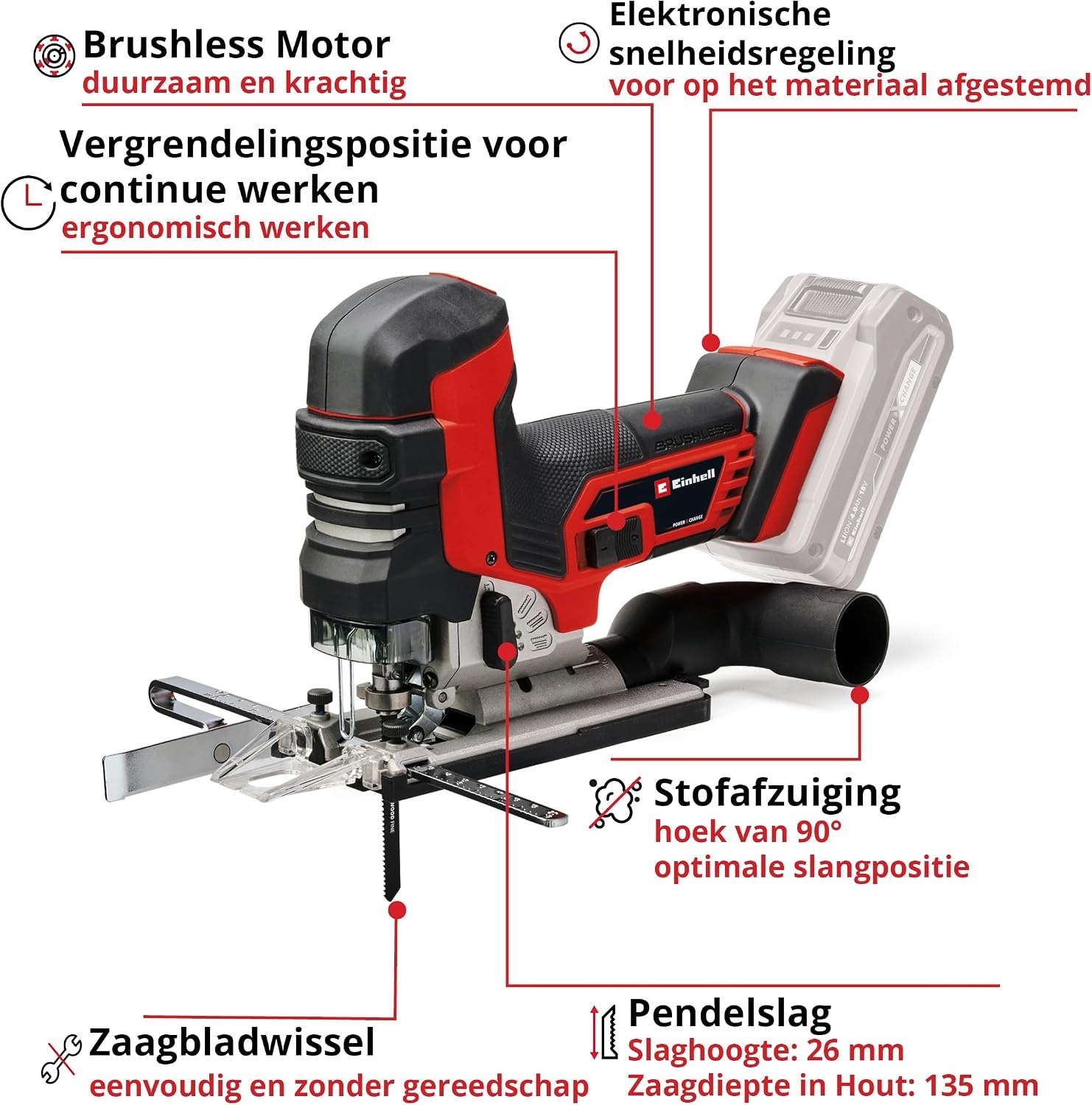Einhell Professional accu-decoupeerzaag TP-JST 18/135 Li BL