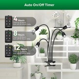 SANSI Led-plantenlamp voor kamerplanten, 600 W, volledig spectrum, 4 zwanenhals, clip, plantenlicht met timer, 4/8/12 uur, groeilamp met hoge PPFD-groeilamp voor tuin, broeikas