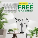 SANSI Led-plantenlamp voor kamerplanten, 600 W, volledig spectrum, 4 zwanenhals, clip, plantenlicht met timer, 4/8/12 uur, groeilamp met hoge PPFD-groeilamp voor tuin, broeikas