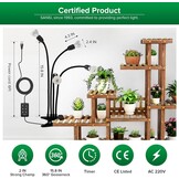 SANSI Led-plantenlamp voor kamerplanten, 600 W, volledig spectrum, 4 zwanenhals, clip, plantenlicht met timer, 4/8/12 uur, groeilamp met hoge PPFD-groeilamp voor tuin, broeikas