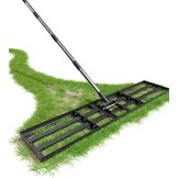 Gazonrakel 114 x 25 cm met verstelbare lengte, gazonnivelleringshark met 1,8 m lange roestvrijstalen steel, zeer belastbare gazonhark, moeiteloos zandhark voor tuin en achtertuin, voor het egaliseren - Maat 114x25x190cm
