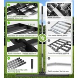 Gazonrakel 114 x 25 cm met verstelbare lengte, gazonnivelleringshark met 1,8 m lange roestvrijstalen steel, zeer belastbare gazonhark, moeiteloos zandhark voor tuin en achtertuin, voor het egaliseren - Maat 114x25x190cm
