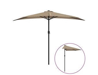 vidaXL Balkonparasol half met aluminium paal 300x155 cm taupe