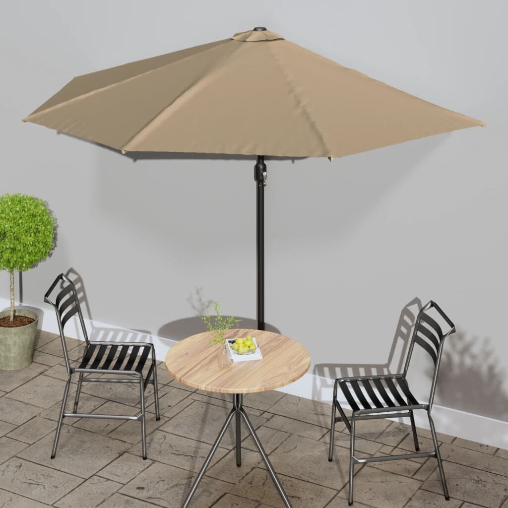 VidaXL Halve Balkonparasol Taupe 300x155 cm met Aluminium Paal - 58% Korting