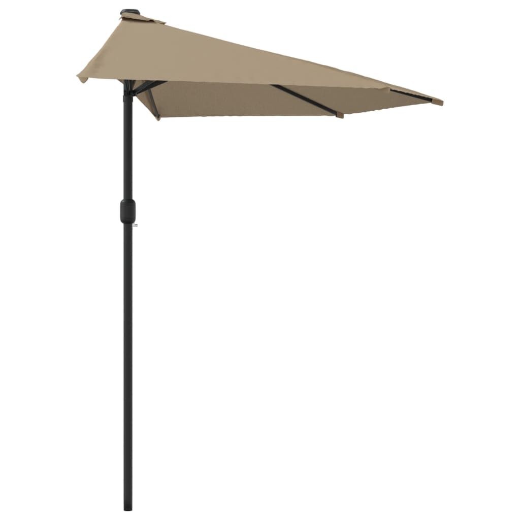 vidaXL Balkonparasol half met aluminium paal 300x155 cm taupe