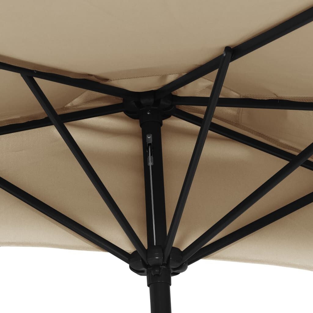 VidaXL Halve Balkonparasol Taupe 300x155 cm met Aluminium Paal - 58% Korting