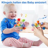 KmmiFF Baby Bijtring en Rammelaar Bal - BPA-vrij Siliconen - 10,5 x 10,5 cm - Roze