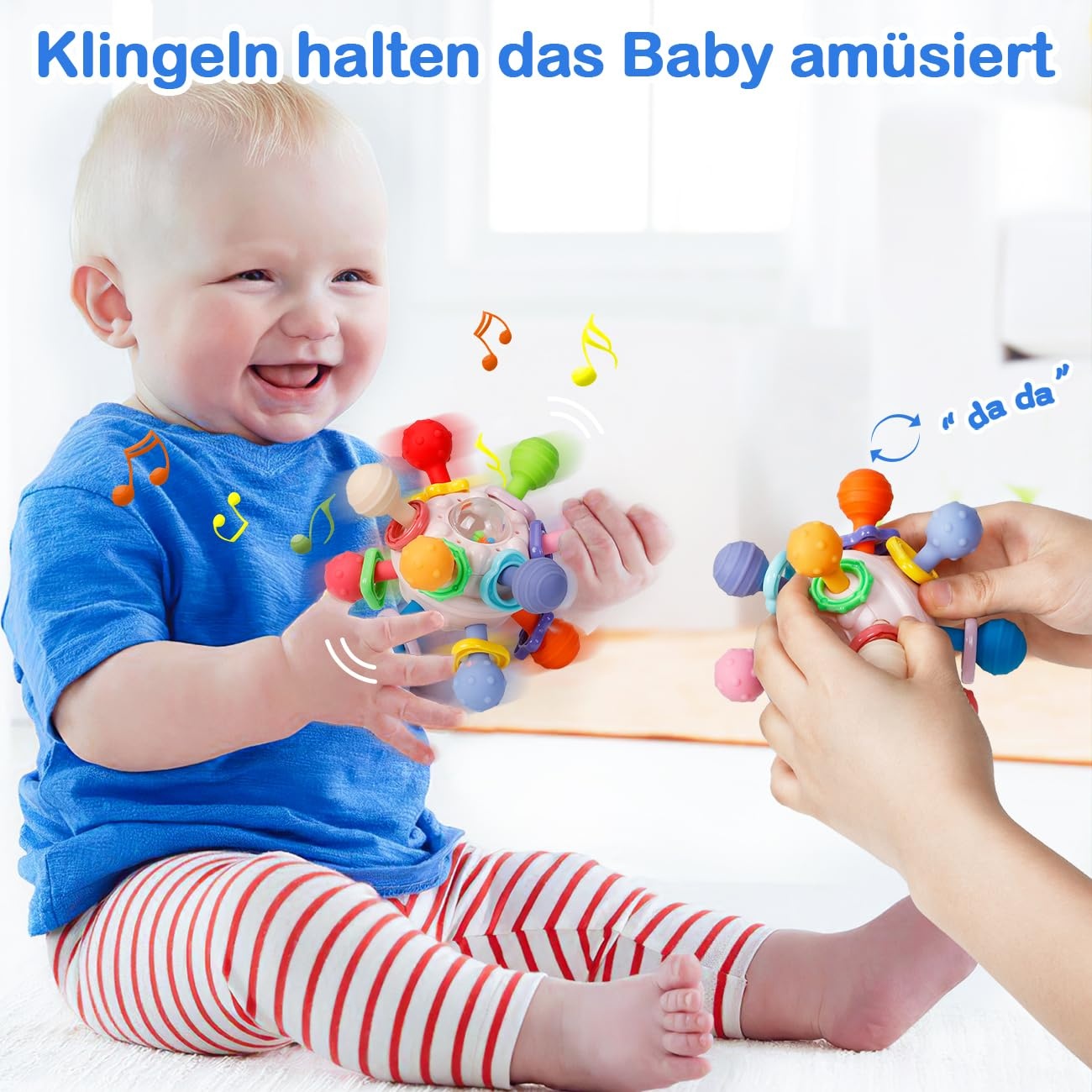 KmmiFF Baby Bijtring en Rammelaar Bal - BPA-vrij Siliconen - 10,5 x 10,5 cm - Roze