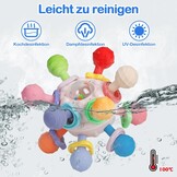 KmmiFF Baby Bijtring en Rammelaar Bal - BPA-vrij Siliconen - 10,5 x 10,5 cm - Roze