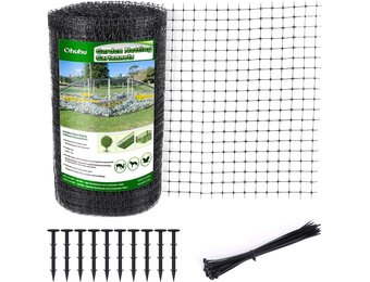 Ohuhu Vogelnet Tuinnet 2m x 30m - Zwart - Inclusief Kabelbinders en Grondpennen
