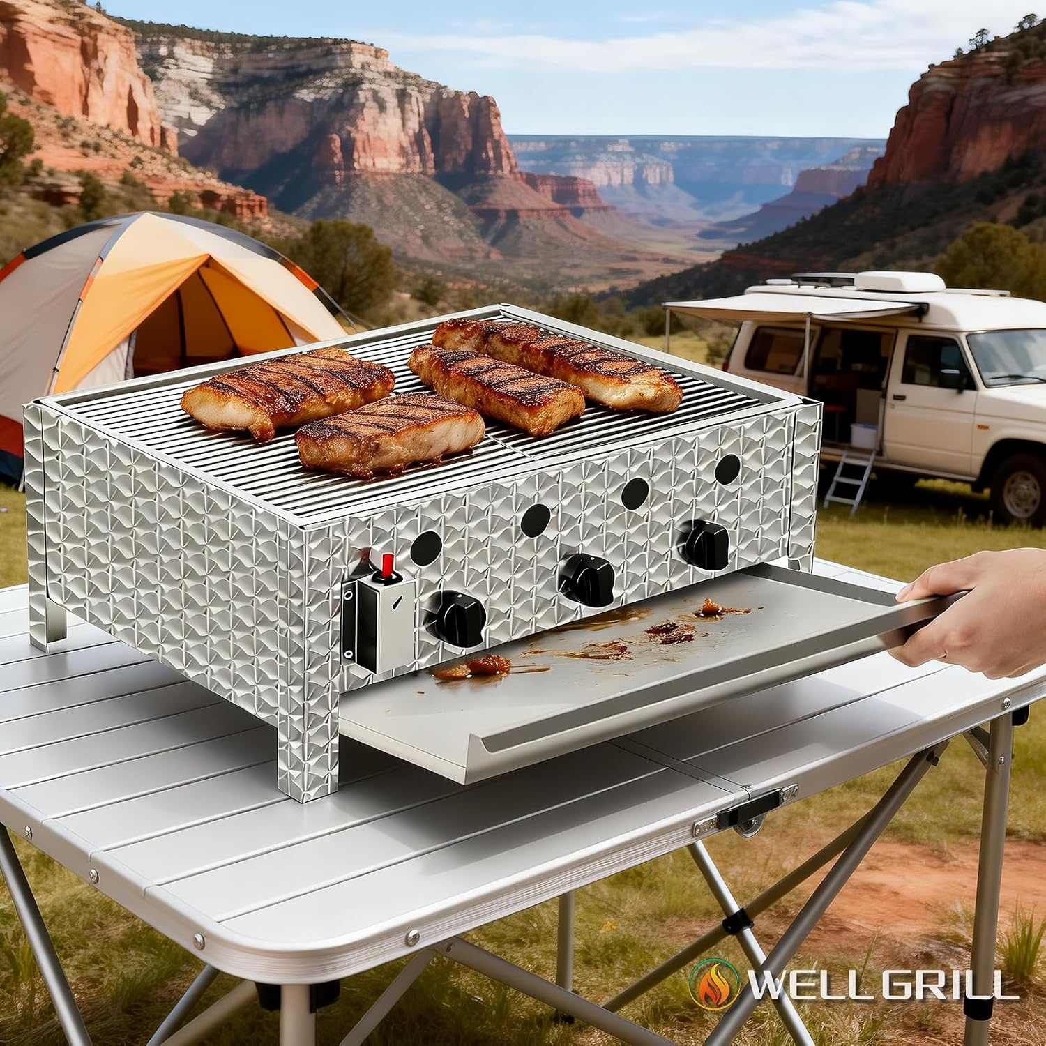 WELL GRILL RVS Gasbarbecue Vervangingsset 60 x 48 cm voor 3-Branders