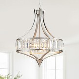 Majhoiw Moderne Kristallen Kroonluchter 33 cm - 3-Lichts Plafondlamp - Geborsteld Nikkel