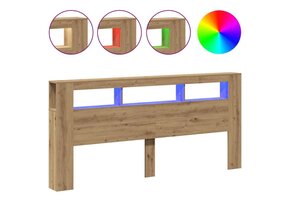 Hoofdeinde met LED in Artisanaal Eiken, 220x18,5x103,5 cm - 59% Korting