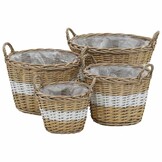 vidaXL Plantenbakken verhoogd 4 st wicker met PE-voering