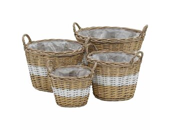 vidaXL Plantenbakken verhoogd 4 st wicker met PE-voering