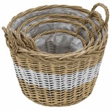 vidaXL Plantenbakken verhoogd 4 st wicker met PE-voering
