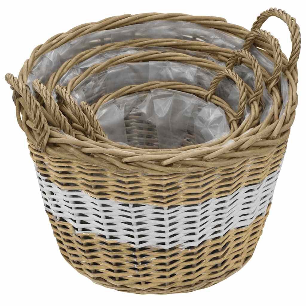 vidaXL Plantenbakken verhoogd 4 st wicker met PE-voering