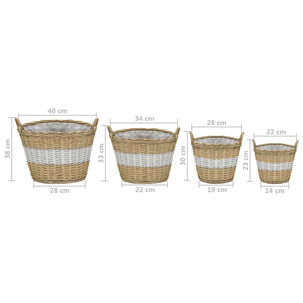 vidaXL Plantenbakken verhoogd 4 st wicker met PE-voering
