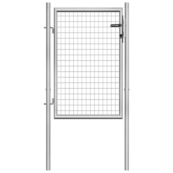 vidaXL Tuinpoort gegalvaniseerd staal 105x100 cm zilver