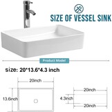 XIFIRY Rechthoekige Wastafel Opbouw 50 x 34 cm - Keramische Opzetwastafel - Wit