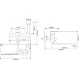 Kraan keukenmuurkraan voor keuken, met spuitpistool en 2 soorten waterstraal, kraanmuur draaibaar 360 ° uitloop, eenvoudige installatie keukenkraan wandmontage (Geborsteld roestvrij staal)