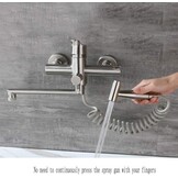Kraan keukenmuurkraan voor keuken, met spuitpistool en 2 soorten waterstraal, kraanmuur draaibaar 360 ° uitloop, eenvoudige installatie keukenkraan wandmontage (Geborsteld roestvrij staal)