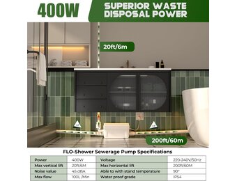 Macerator Pomp Gootsteen Riolering Sump Pomp Upflush tot 6 m met 3 waterinlaten voor kelder, gootsteen, douche, badkuip, wasserij, rioleringsbehandeling