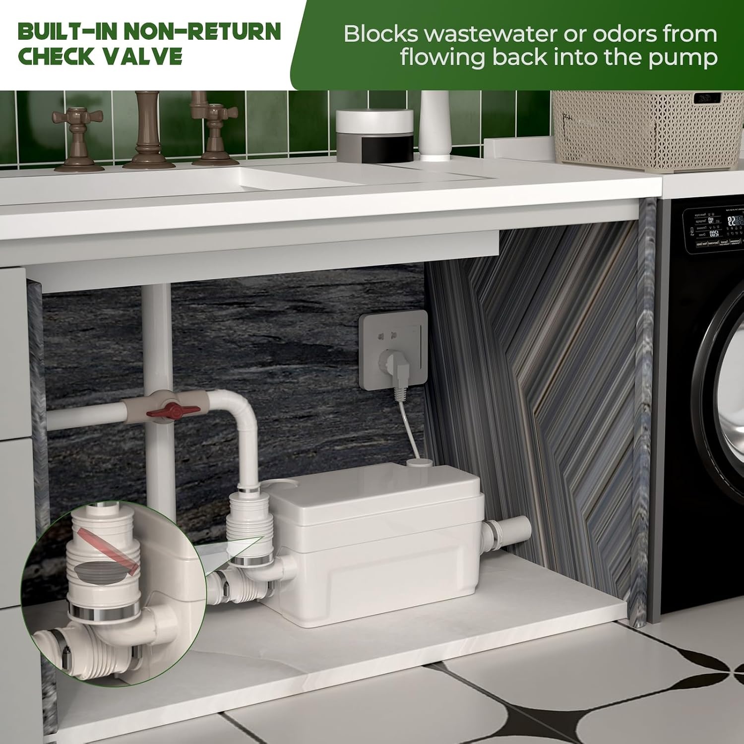 Macerator Pomp Gootsteen Riolering Sump Pomp Upflush tot 6 m met 3 waterinlaten voor kelder, gootsteen, douche, badkuip, wasserij, rioleringsbehandeling