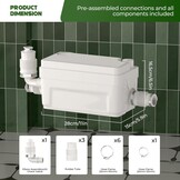 Macerator Pomp Gootsteen Riolering Sump Pomp Upflush tot 6 m met 3 waterinlaten voor kelder, gootsteen, douche, badkuip, wasserij, rioleringsbehandeling