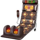 Massagekussen voor het hele lichaam, massagekussen met verwarming, 9 massagemodi en 9 snelheidsmodi met afneembare nekmassage (bruin)