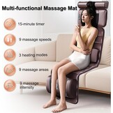 Massagekussen voor het hele lichaam, massagekussen met verwarming, 9 massagemodi en 9 snelheidsmodi met afneembare nekmassage (bruin)