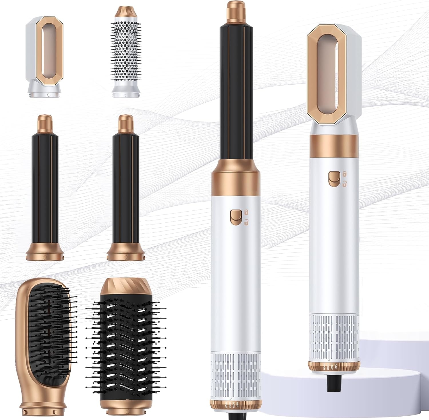 MogaWave 6-in-1 Airstyler en Föhnborstel Wit