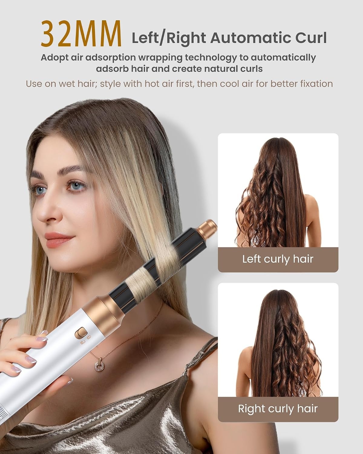MogaWave 6-in-1 Airstyler en Föhnborstel Wit