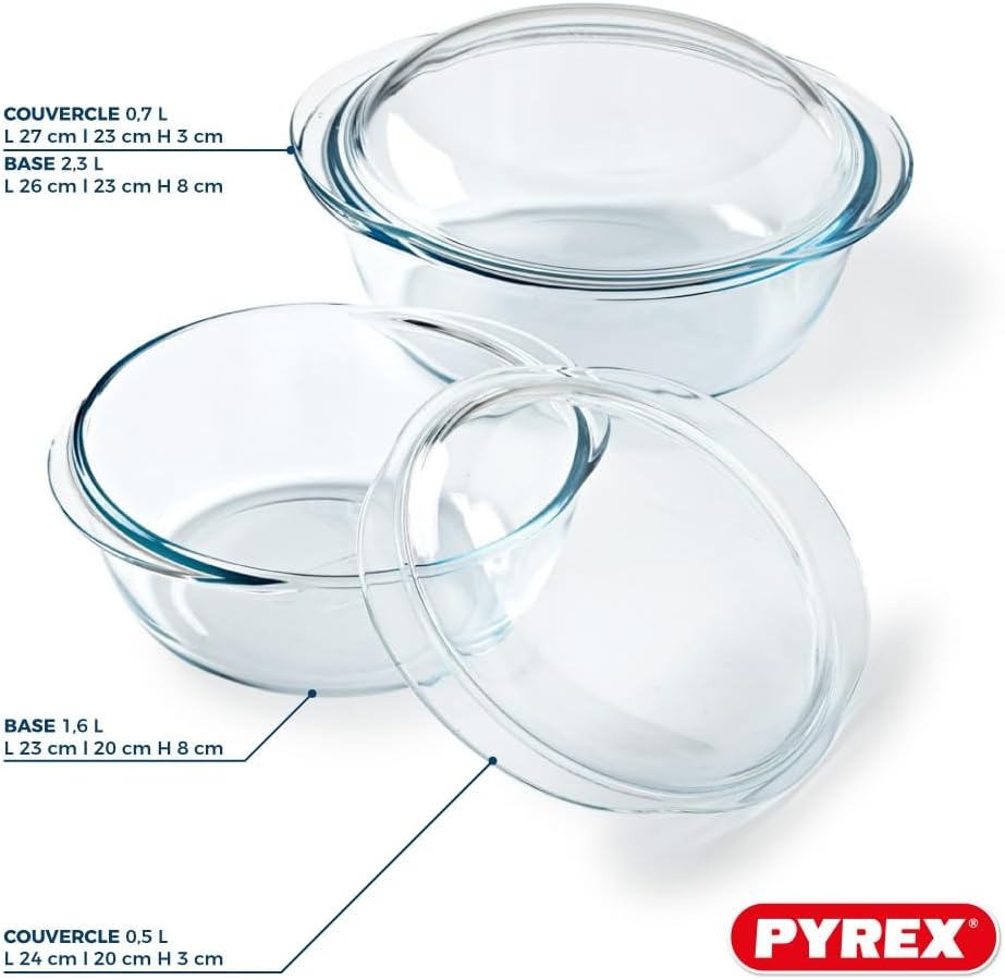 Pyrex 4-in-1 Ovenschaalset - Borosilicaatglas - 2-delig (1.6L en 2.3L)