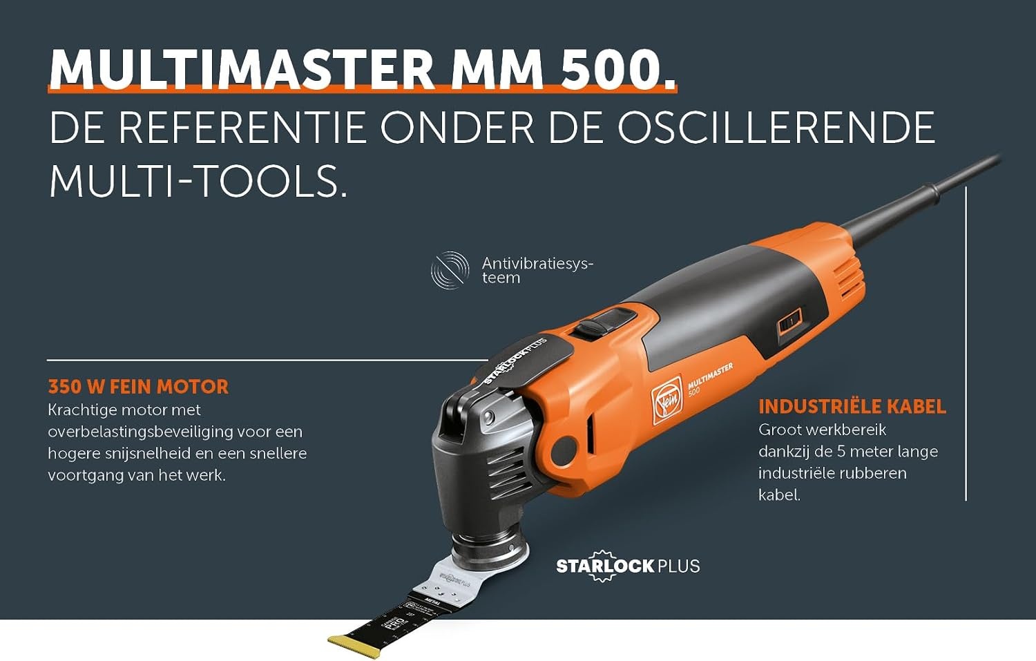 FEIN Multimaster MM 500 Plus Top, MultiTool met meer dan 30 accessoires - Maat MM 500 Plus Top